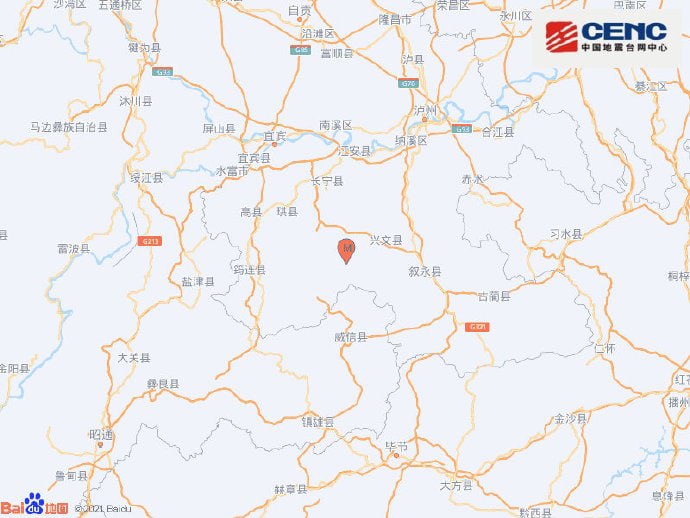 中国地震台网正式测定，4月6日7时50分在四川宜宾市兴文县（北纬28.22度，东经105.03度）发生5.1级地震，震源深度10千米