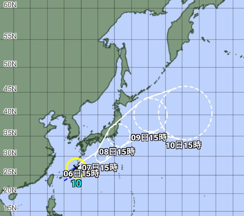 今年第10号台风“银河”在日本冲绳附近海域生成
