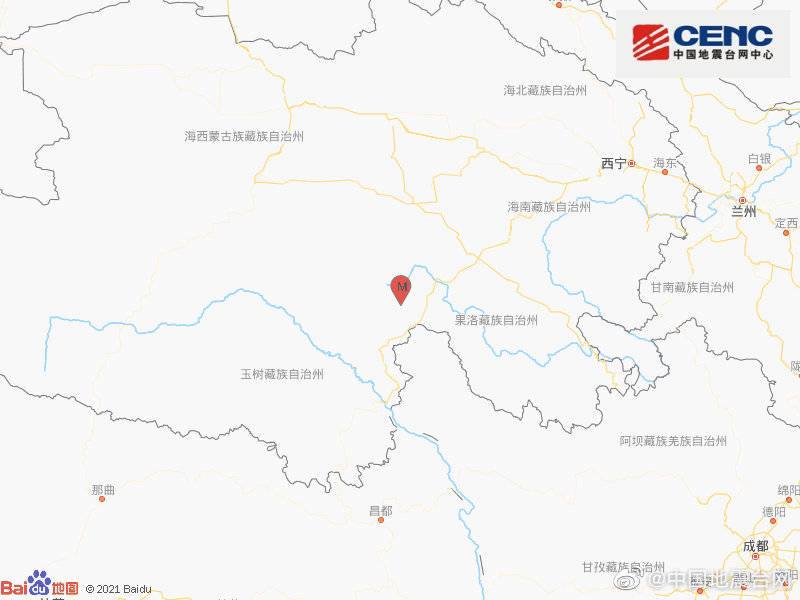 中国地震台网正式测定，8月13日12时21分在青海果洛州玛多县（北纬34.58度，东经97.54度）发生5.8级地震，震源深度8千米