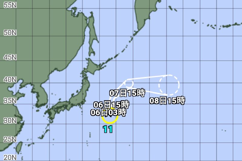 今年第11号台风“妮妲”在日本以东洋面生成